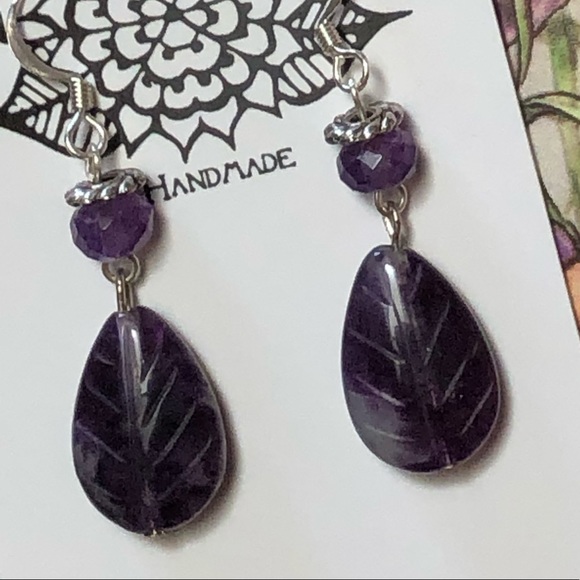 Purple Fleurite Earrings - Picture 3 of 8